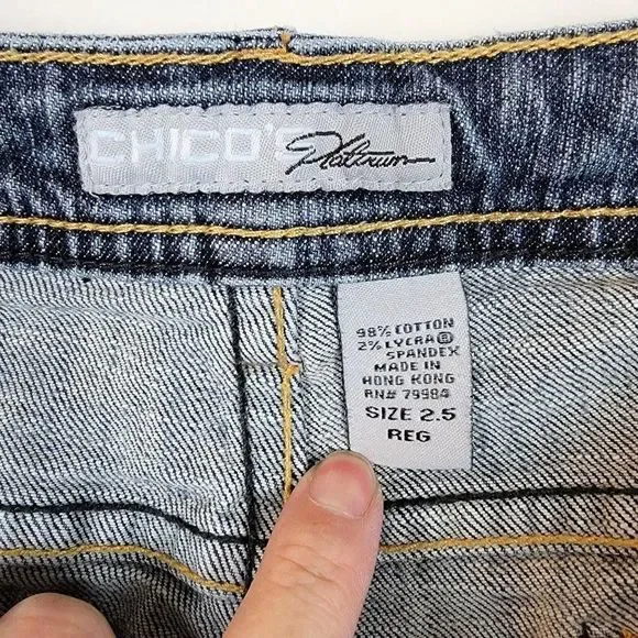 Chico's Platinum Marquis Washed Blue High Rise Boot Cut Jeans Women's 2.5 32X30 - Picture 9 of 9